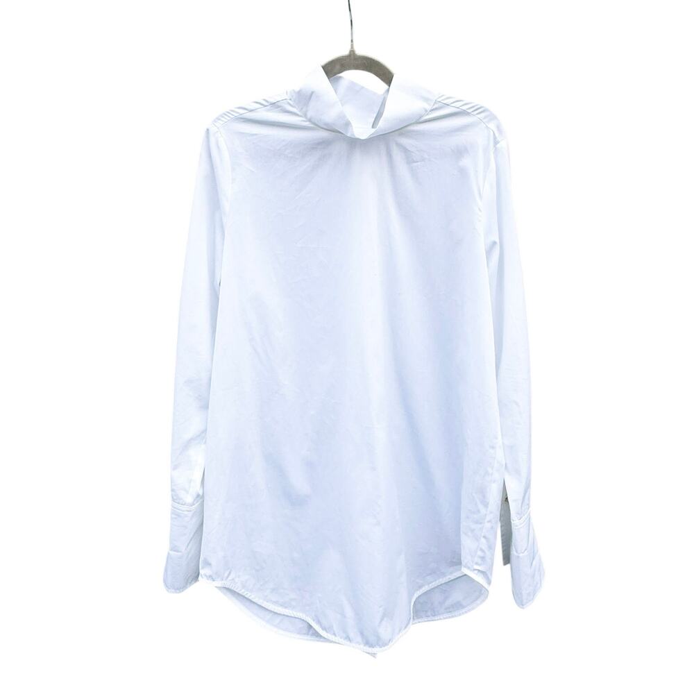 PHISIQUE DU ROLE White Button Back Funnel Collar Blouse Small S